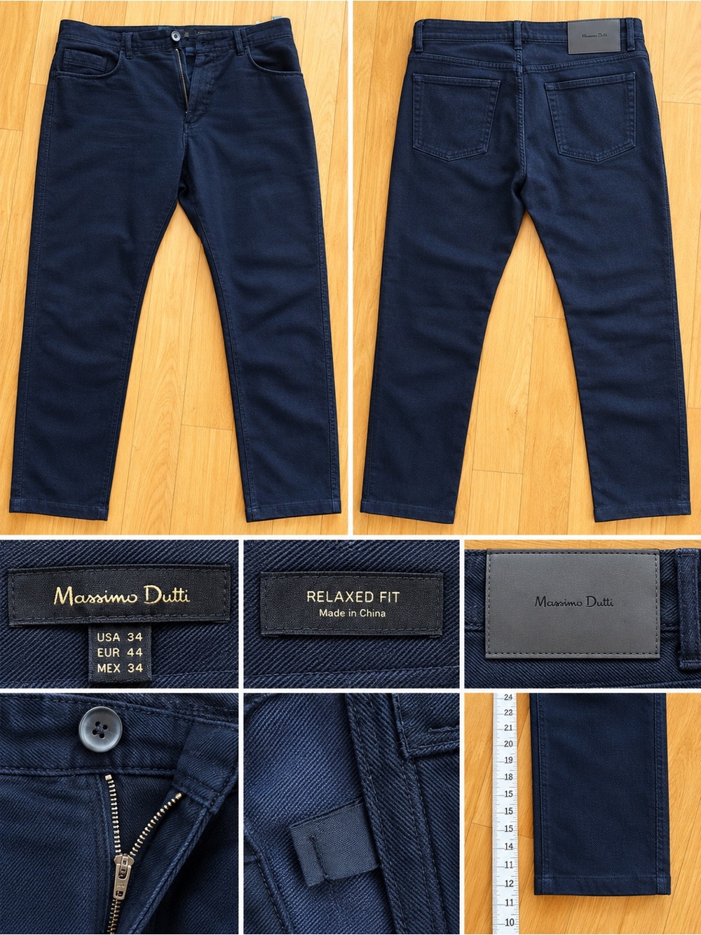 Massimo Dutti Men's Relaxed Fit Dark Navy Jeans